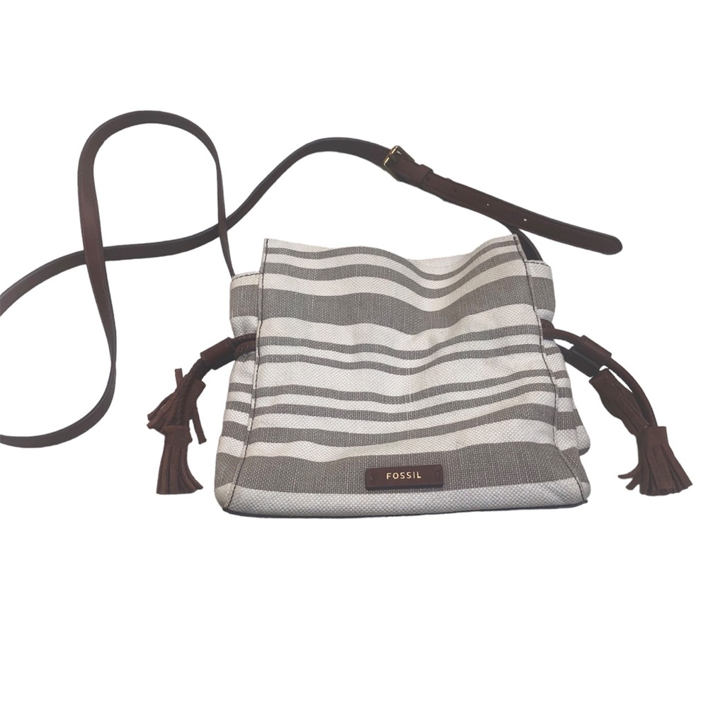 FOSSIL Striped Canvas Crossbody Shoulder Bag Purse